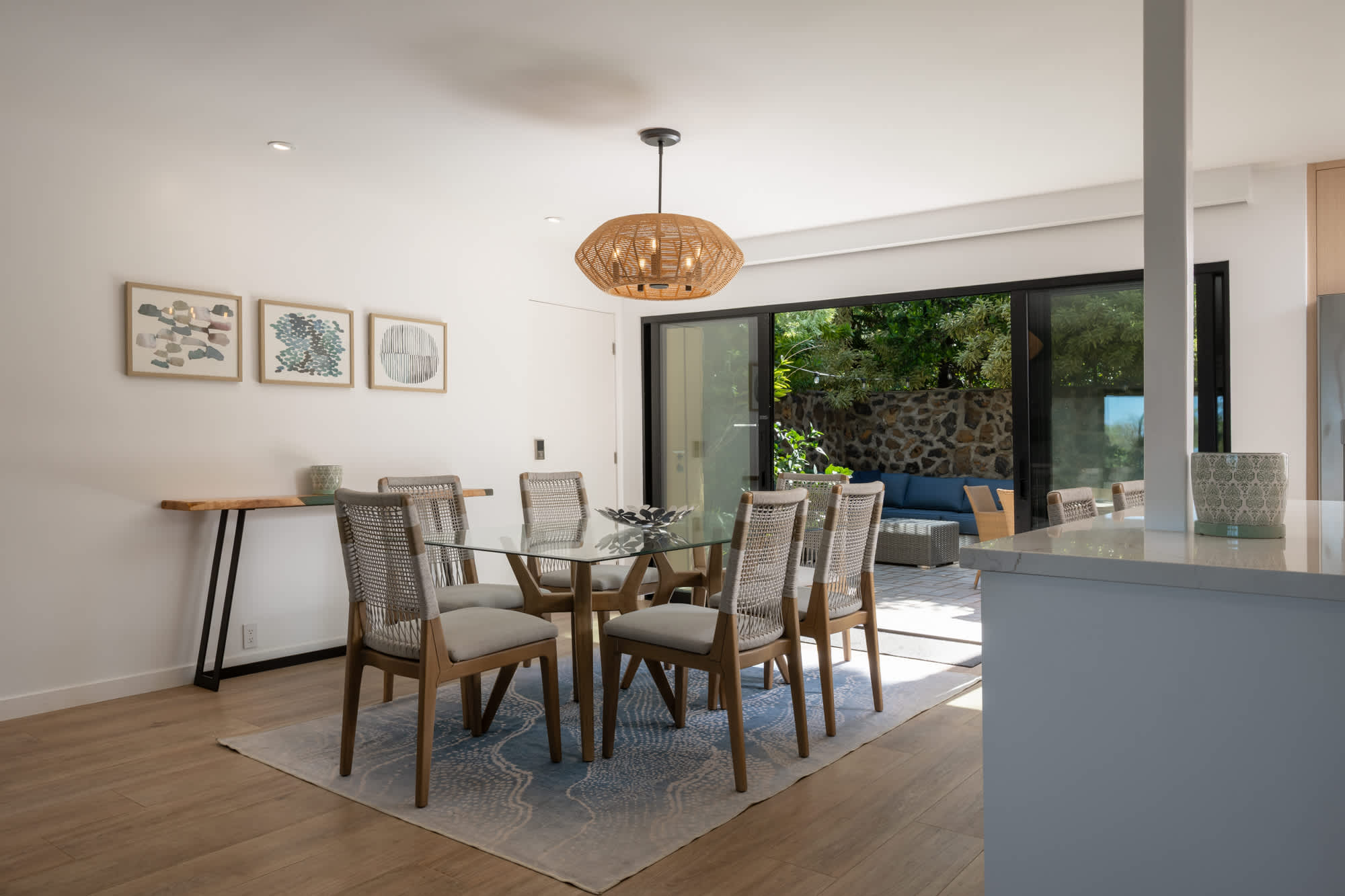 Bright dining area opening to the lanai at Wailea Elua 705